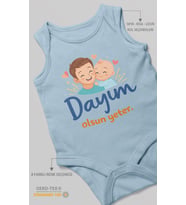 Dayım Olsun Yeter Sıfır Kollu Bebek Zıbını %100 Pamuk