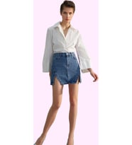 Kadın Pamuklu Denim A Line Mini Etek Yırtmaçlı Detaylı Rahat Günlük Yaz Aylarının Vazgeçilmezi