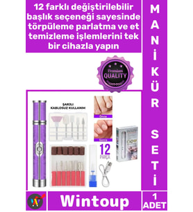 #Manikür Tırnak Bakım Törpü Pedikür Cihazı Ev Tipi Güzellik Salonu 12 Başlıklı Şarjlı Manikür Seti