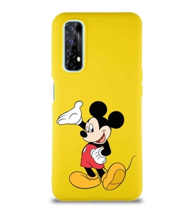 Realme 7 Soft Premier Kapak Mickey Mouse-C Tasarımlı Silikon Kılıf - Sarı (Şeffaf)