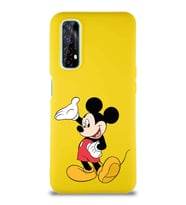 Realme 7 Soft Premier Kapak Mickey Mouse-C Tasarımlı Silikon Kılıf - Sarı (Şeffaf)