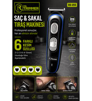 Mr.Trimmer RD-055 Mavi Saç Ve Sakal Tıraş Makinesi Profesyonellere Özel 6 Farklı Kesim 120 Dk Kullan
