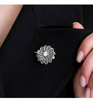 Gümüş Çiçek Broş 925 Ayar Gümüş Çiçek Figürlü Kadın Broş