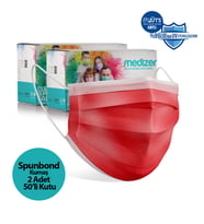 Medizer Kırmızı Cerrahi Maske Spunbond Kumaş - 100 Adet