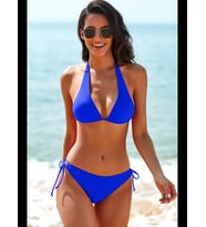 Fantezia Night Kadın Fuşya Belden, Boyundan Bağlamalı ve Ayarlanabilir Külotlu Üçgen Bikini Mayo Takımı