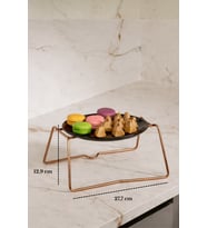 Rose Yuvarlak Sunumluk İkramlık Pasta Servis Standı Metal Ayaklı Siyah Pleksi