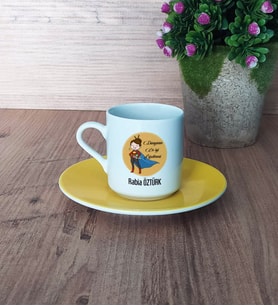 Öğretmenler Günü Hediyesi Türk Kahvesi Fincanı Sarı