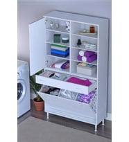 Eliusta Rule Sepetli Banyo/Mutfak Dolabı 100 cm Genişliğe Sahip 100x171x32,5 cm Üç Sepetli Beyaz Dolap