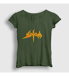 Presmono Kadın Haki Logo Sodom T-Shirt 383189tt (Haki)