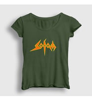 Presmono Kadın Haki Logo Sodom T-Shirt 383189tt (Haki)