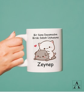 Kişiye Özel Bir Sana Doyamadım Birde Sabah Uykusuna Baskılı Kupa Bardak