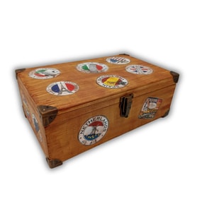 Seyahat Temalı Vintage Ahşap Dekoratif Kutu Hediyelik (Kahverengi Açık)