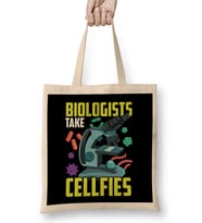 Cute Biologists Take Cellfies Science Selfies Pun Bez Çanta Uzun Saplı