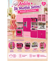 Anlily Aksesuarlı Oyuncak Bebekli İlk Mutfak Setim - 4 Modüllü Gerçekçi Evcilik Seti