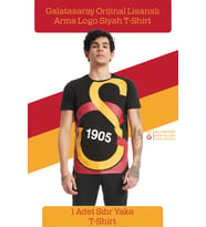 Galatasaray Orijinal Lisanslı Büyük Logolu T-Shirt (Siyah)