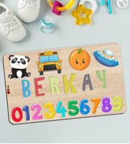 BK Toys Çocuklara Özel İsimli Büyük Boy Ahşap Eğitici Yapboz Puzzle 50x30cm - Model 12