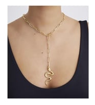 Gold Renk Kadın Yılan Kolye (Sarı)