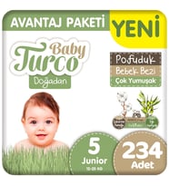 Baby Turco Doğadan 5 Beden Bebek Bezi Avantaj Paketi Pofuduk 78x3 234 Adet