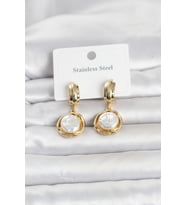 316L Çelik Gold Renk İnci Detaylı Kadın Küpe 5886 - HPSBYI8159-2519