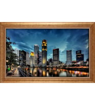 Çerçeveli Paspartulu Manzara Tablo bm1400 (Gold)
