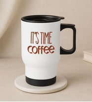 BK Gift Coffee Tasarımlı Kulplu Beyaz Çelik Bardak Termos Mug 450ml-1, Sevgiliye Hediye, Arkadaşa Hediye, Eşe Hediye (Metal)
