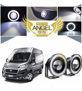Fiat Ducato Uyumlu, Universal Mercekli Led Angel Sis Farı, 76mm Beyaz Renk