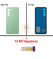 Infinix Hot 60İ Yeşil Uyumlu Arka Kapak + B7000 Yapıştırıcı Arka Cam Batarya Pil Kapağı Lazer Kesim