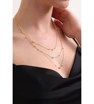 925 Ayar Gümüş Gold Dorika Top dizim Kolye
