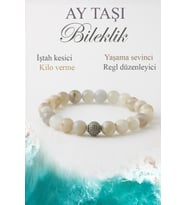 Ay Taşı Doğaltaş Bileklik, Doğal Taş Yaşama Sevinci Bileklik B1035 (8mm-20cm)