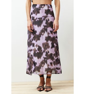 Moda Regular Batik Desen Günlük Midi Boy Desenli Şifon Kumaş A-line Midi Boy Dokuma Etek