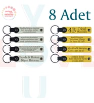 Beyaz & Sarı, Aile Pikniklerine Küçük Sürpriz, 8’li Set, Kişisel Mesajlı Deri Hediyelik