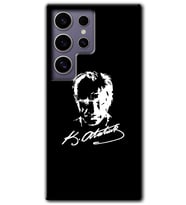 Galaxy S24 Ultra Kılıf HD Desen Baskılı Kılıf - Atatürk Silüet İmza