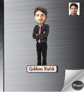 Kişiye Özel İş Adamı Ahşap Magnet -7