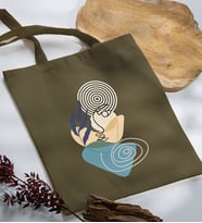 BK Gift Modern Art Tasarımlı Haki Kumaş Bez Çanta, Baskılı Omuz Çantası, Alışveriş Çantası, Arkadaşa Hediye-2