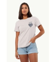Jack Wolfskin 1809701_5629 Discover Heart T W Sea Shell Kadın Tshirt (Yeşil)