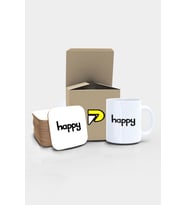 Happy Yazılı Tasarımlı Baskılı Kupa Bardak Seti