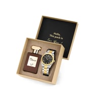 Polo Air Ay Gün Gösterge Takvimli Erkek Kol Saati Ve 55 ml Parfüm Seti Gold Gümüş Siyah Renk ST-5014E6 (Altın-Siyah)