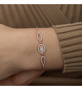 Gümüş Rose Oval Baget Bileklik