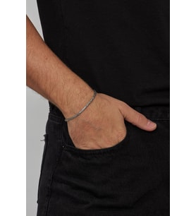 2.5mm Kral Kare 925 Ayar Gümüş Erkek Zincir Bileklik Veb-5001