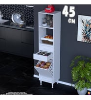Eliusta Saye 45 cm 2 Çekmece Sepetli Kahve Köşesi Çok Amaçlı Dolap,Bakliyat Organizer Banyo Dolabı 45x181x32
