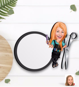 BK Gift Kişiye Özel Kadın Kuaför Karikatürlü Ahşap Bardak Altlığı-1