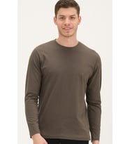 T8588 DEWBERRY BİSİKLET YAKA UZUN KOL T-SHIRT-KOYU HAKİ