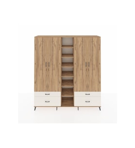 Hyperion Dolap 12 Raflı 4 Çekmeceli 2 Askılı 220x44x243 Çam-Çam/Aytaşı