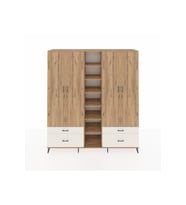 Hyperion Dolap 12 Raflı 4 Çekmeceli 2 Askılı 220x44x243 Çam-Çam/Aytaşı