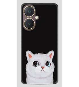 Vivo Y27 Kılıf Desenli Silikon Platinium Series White Cat 1835