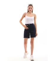 Nervür Dikişli Bermuda Denim Şort (Lacivert)