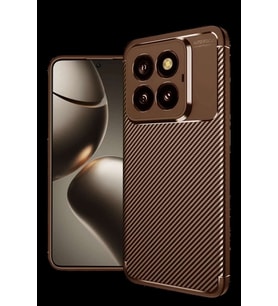 Mi 14T Pro Kılıf Auto Focus Karbon Kapak - Kahverengi