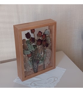 25x35 Cm Çift Yönlü Bambu Derin Gül Çerçevesi! Gelin Buketi Çerçevesi!