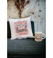 Heart Kupa Bardak ve Yastık Set (Beyaz)