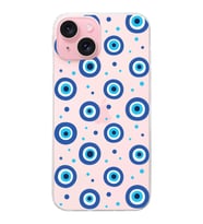 PrintiFy Apple  iPhone 15 Plus ile Uyumlu 1mm Slim Fit Nazar Boncuğu 1 Baskılı Şeffaf  Kılıf